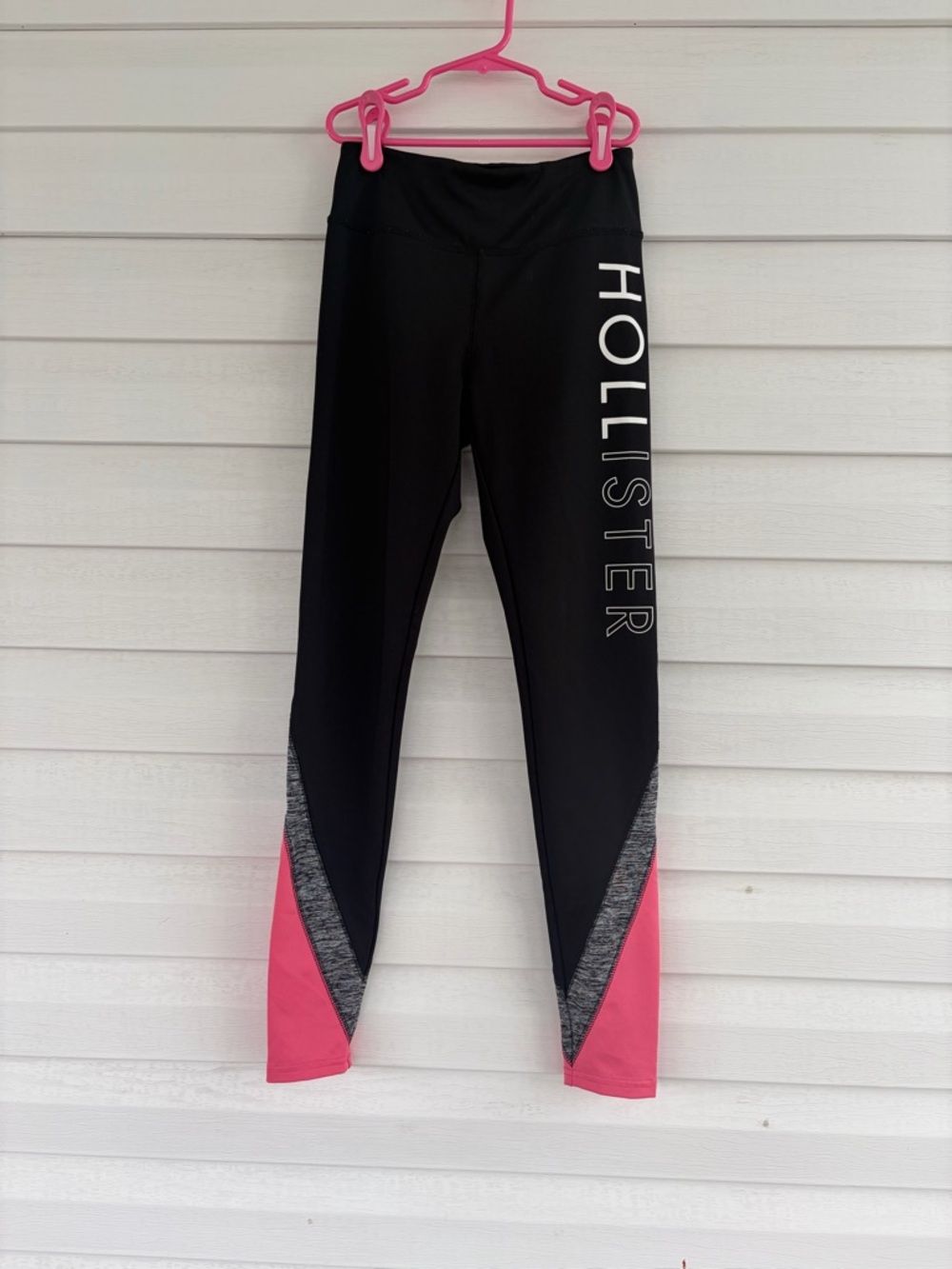 Hollister Black Leggings Pink Gray Accent Athletic Y2K Activewear Stretch Skinny